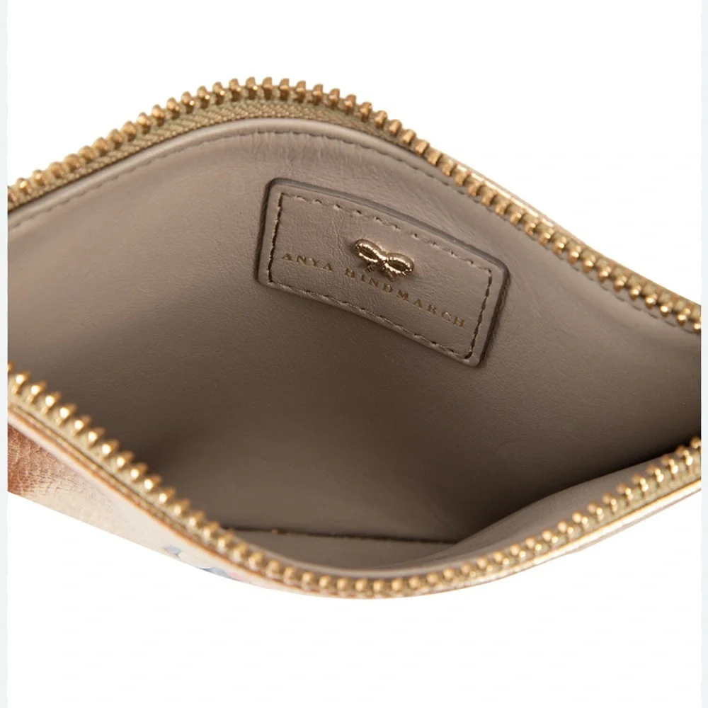 Anya Hindmarch Gold Zip I❤️U Clutch/Pouch.